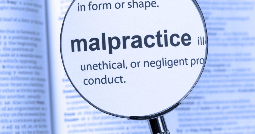 medical malpractice cases image with a magnifying glass highlighting the word malpractice